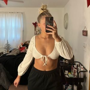 White Tie Front Top